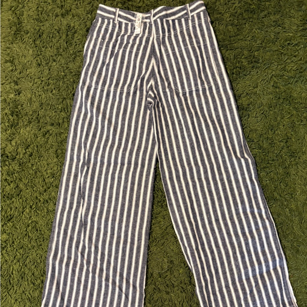 Madewell Navy and White Striped Pants
